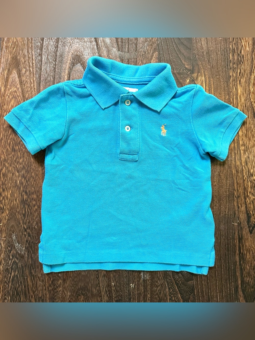 Ralph Lauren Blue Polo Shirt with Orange Logo 12M